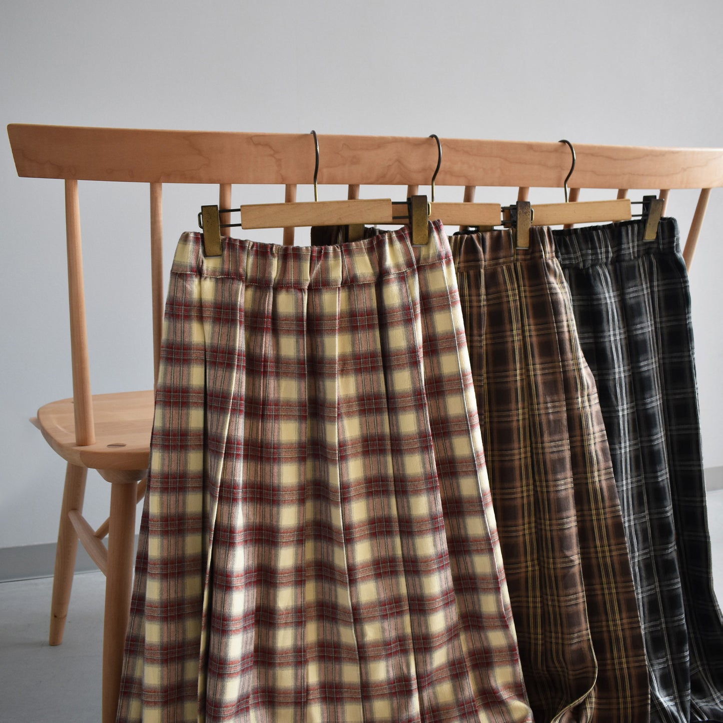 【tee-up】オンブレチェックプリーツスカート