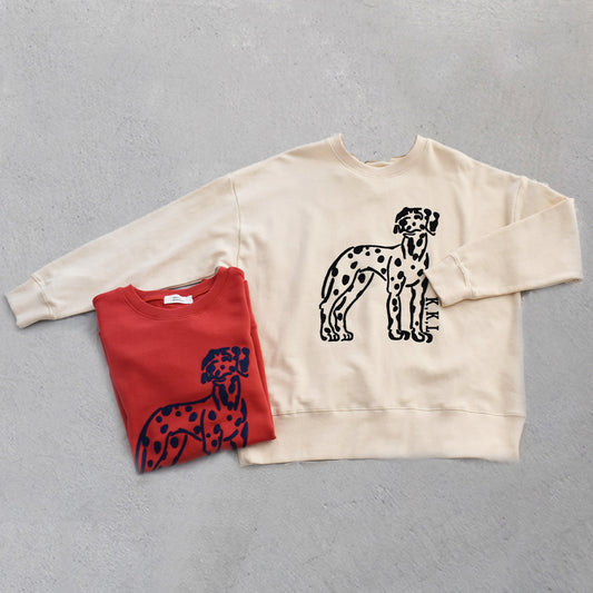 【KAKELA&TRANQUIL】ダルメシアン刺繍ロングスウェット