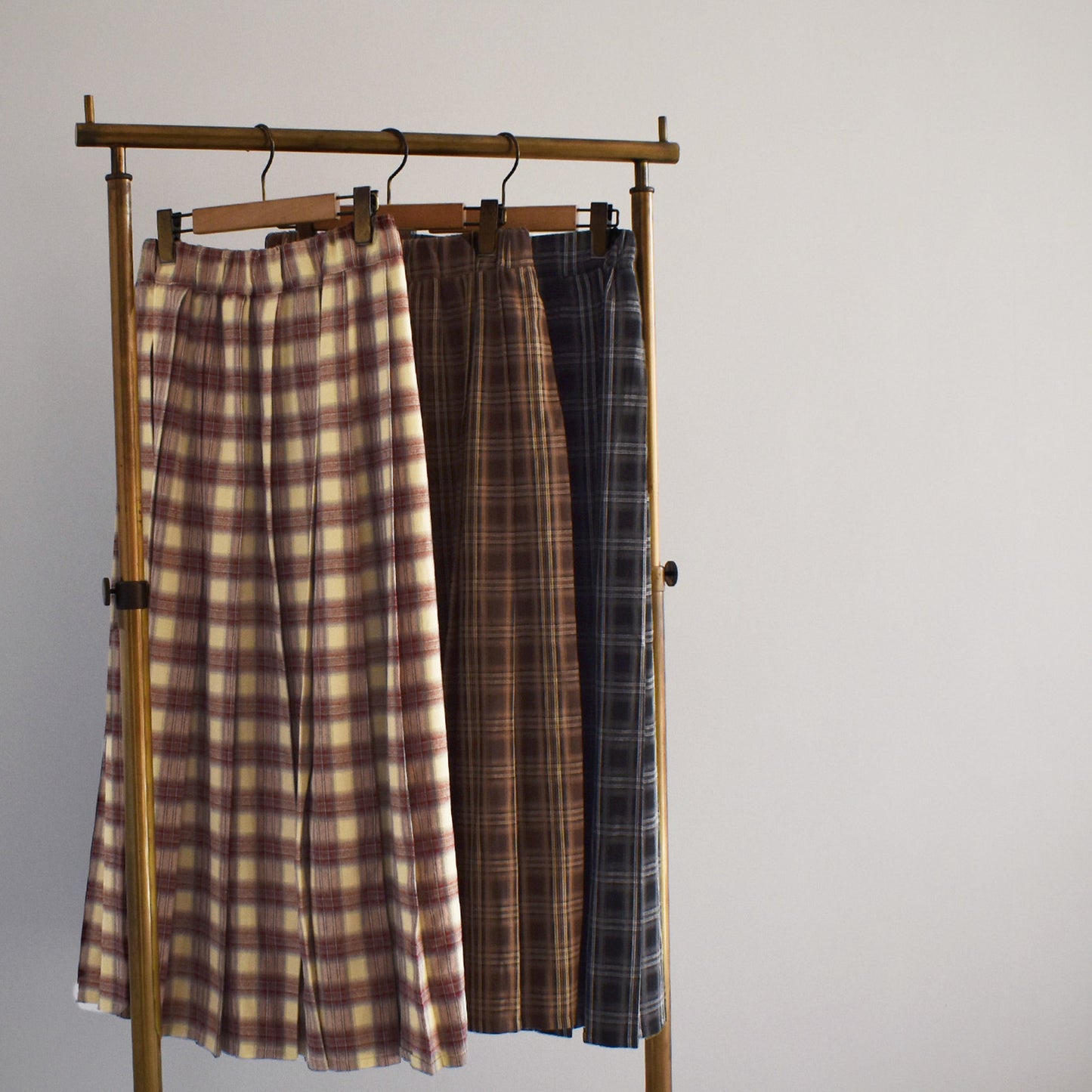 【tee-up】オンブレチェックプリーツスカート