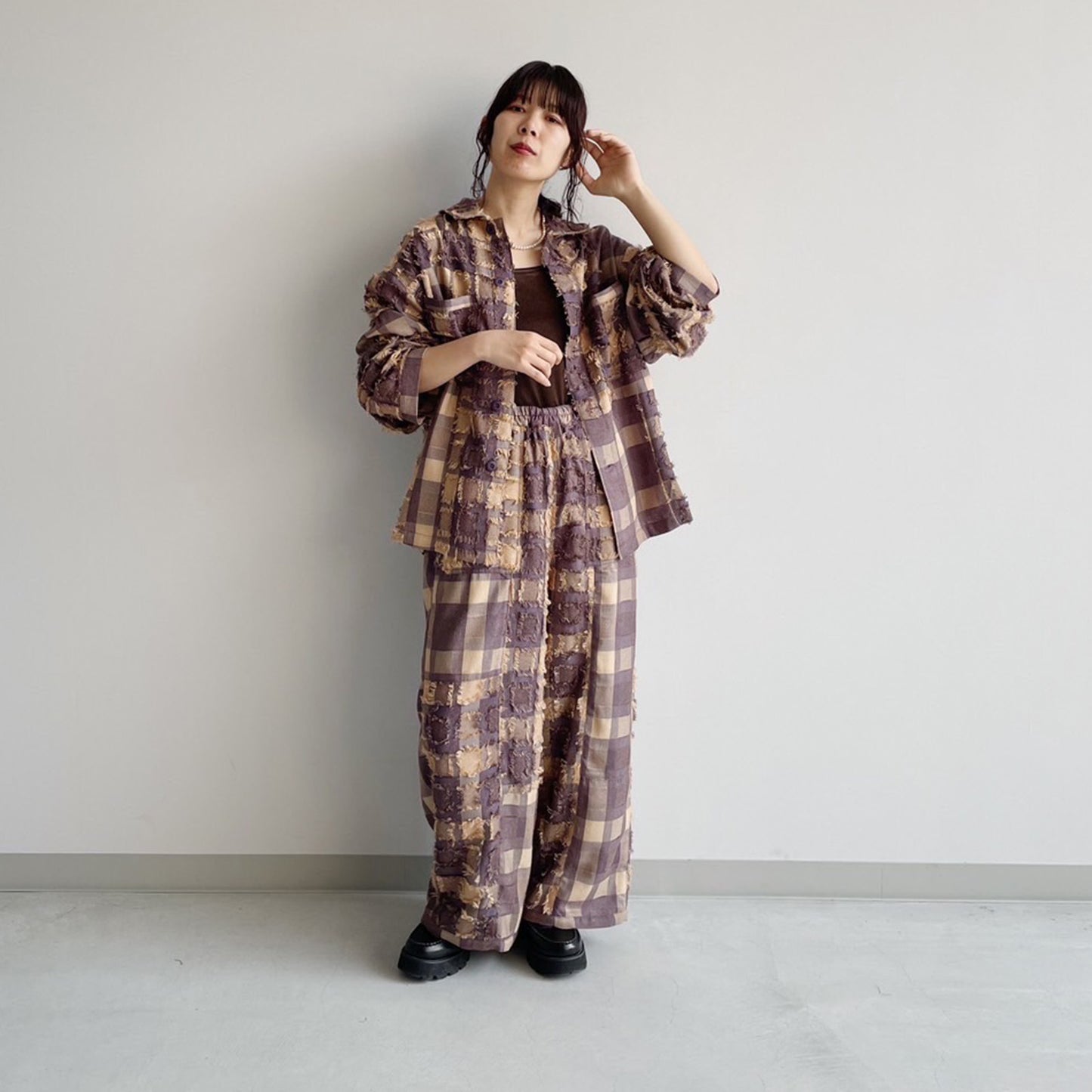 【Cotopone】カットフリンジミックスイージーパンツ