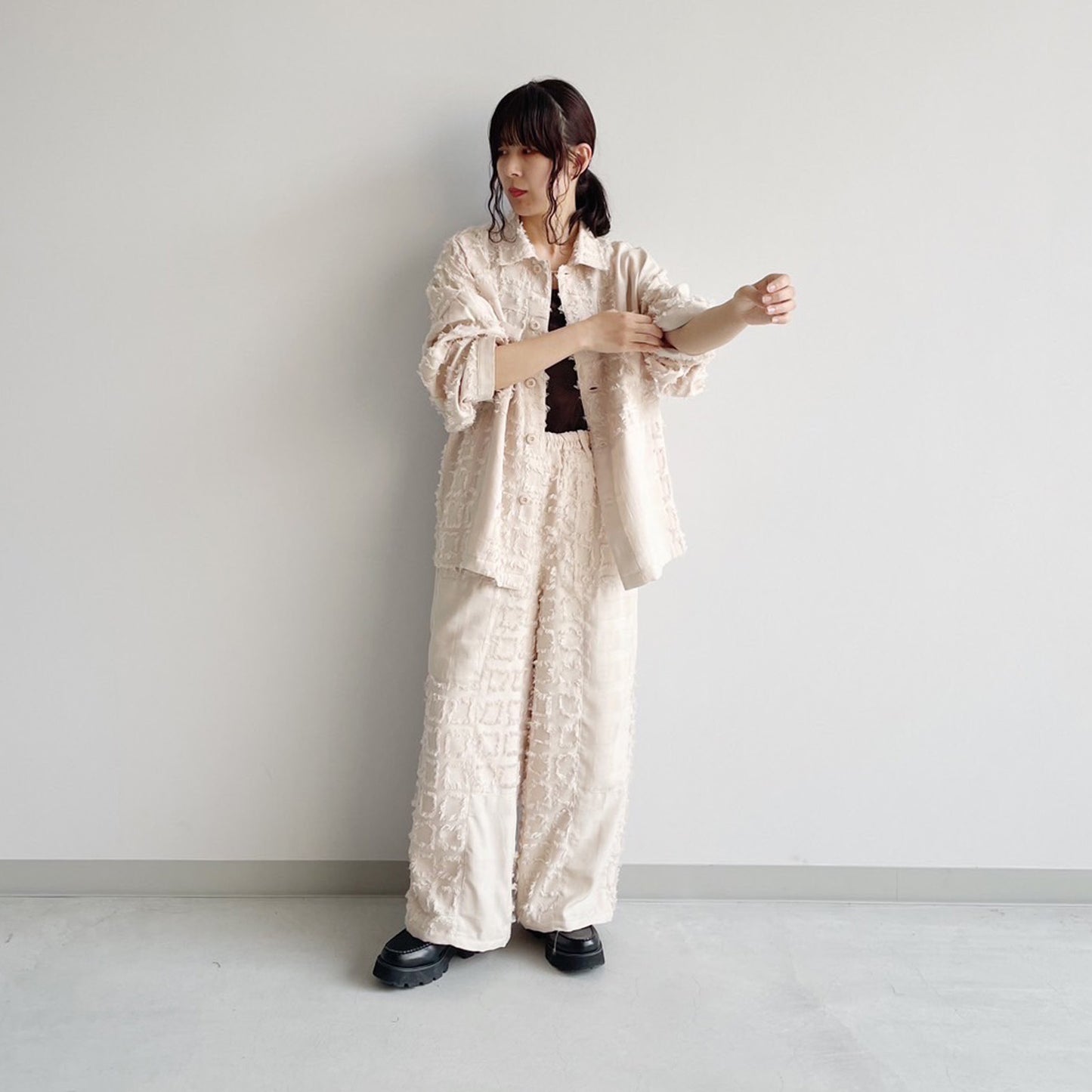 【Cotopone】カットフリンジミックスイージーパンツ