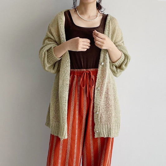 【gleam】ローゲージシアールーズカーディガン