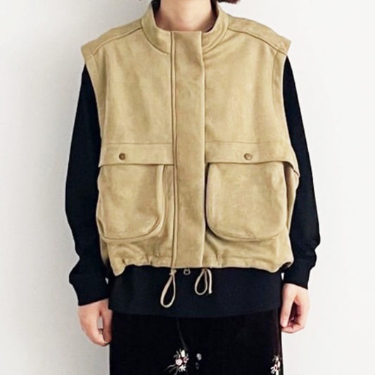 【organic】スタンドカラーショートベスト