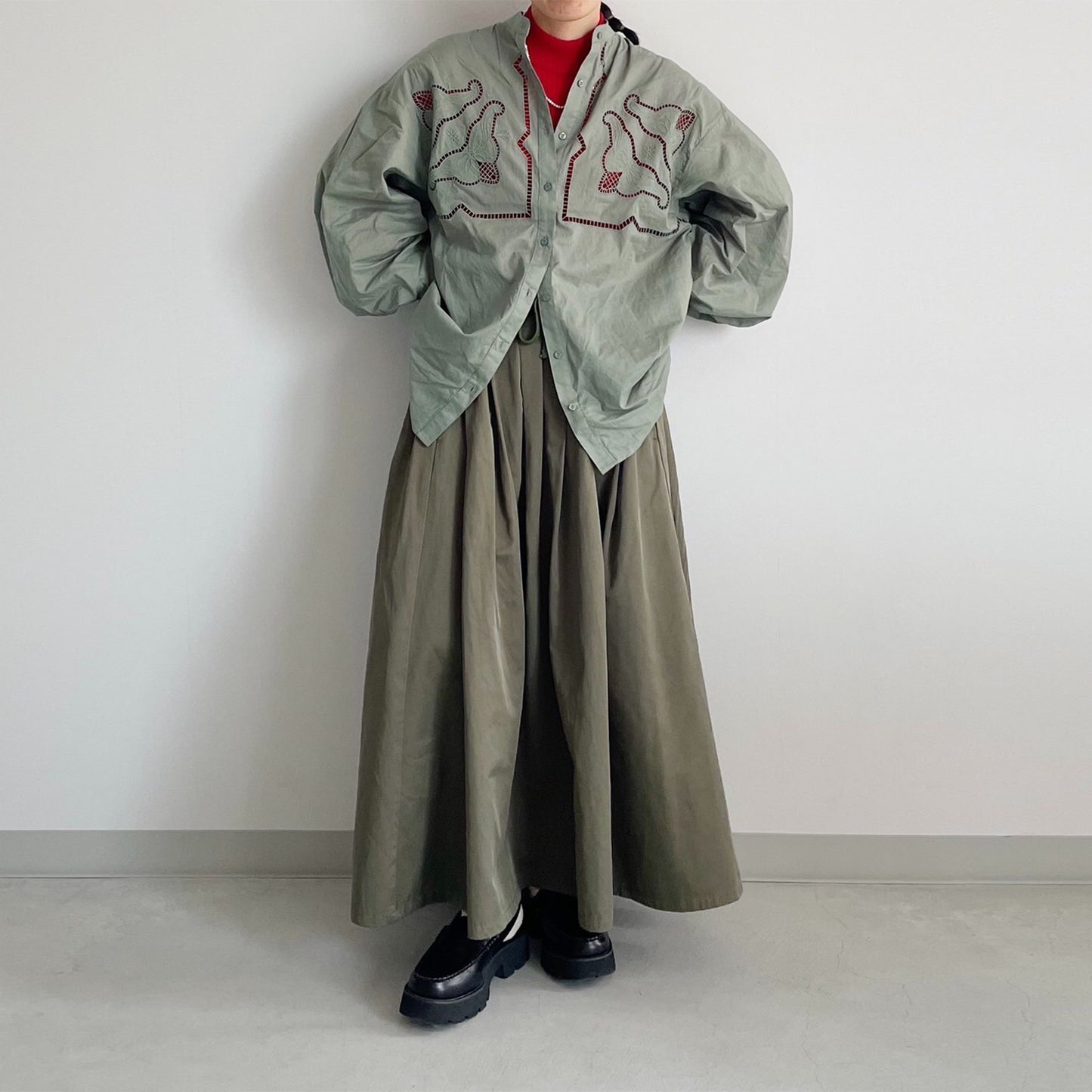 【cotopone】TCツイルボリュームフレアスカート