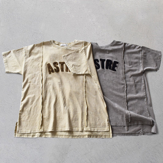 【KAKELA&TRANQUIL】サガラ刺繍ロゴ切替ロングクルーT