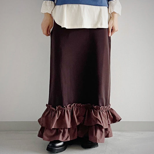 gleam 異素材ティアードフリルヘムスカート