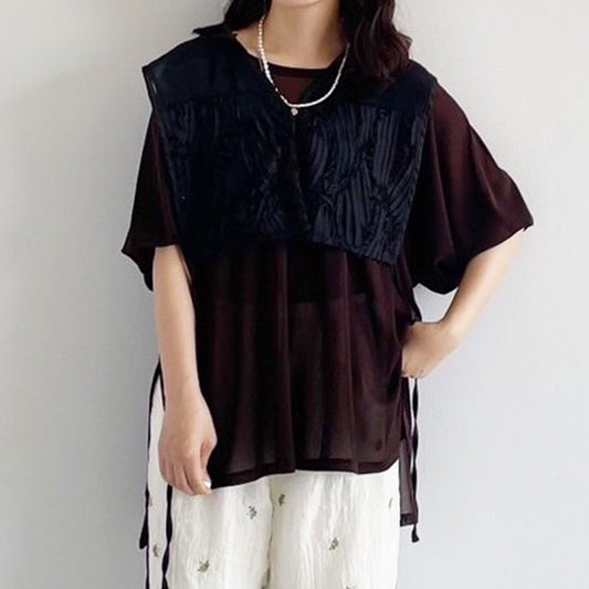 【gleam】ボリュームパフ袖シアープルオーバー