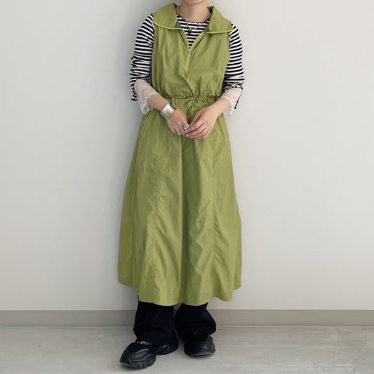 前ジップノースリワンピース