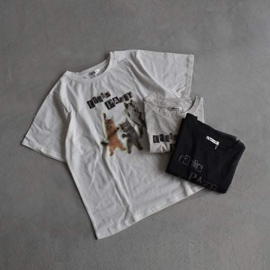 【gleam】PARTYネコプリント半袖T