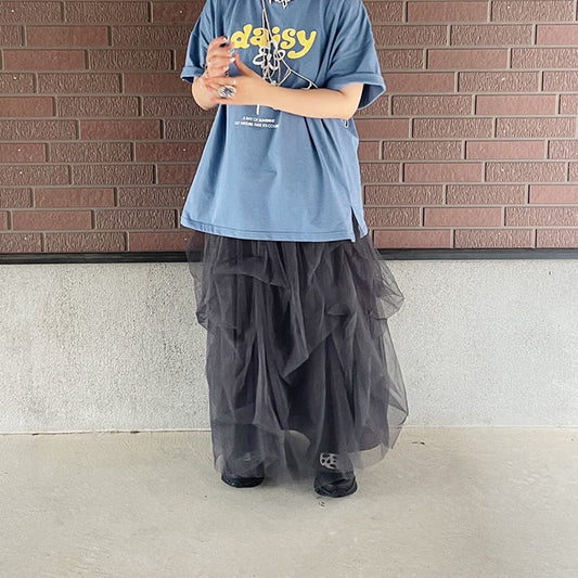 タックボリュームチュールスカート
