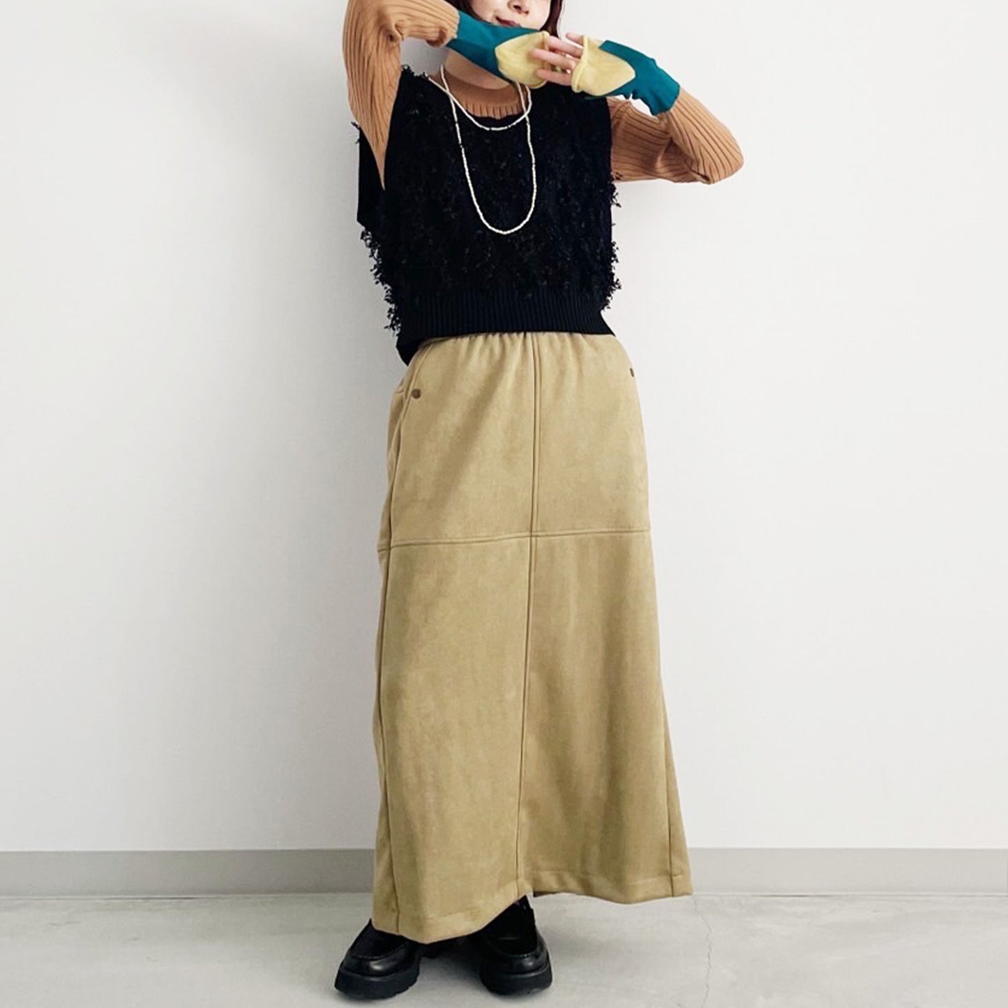 【urban hymns】レイヤード配色シアースリーブプルオーバー