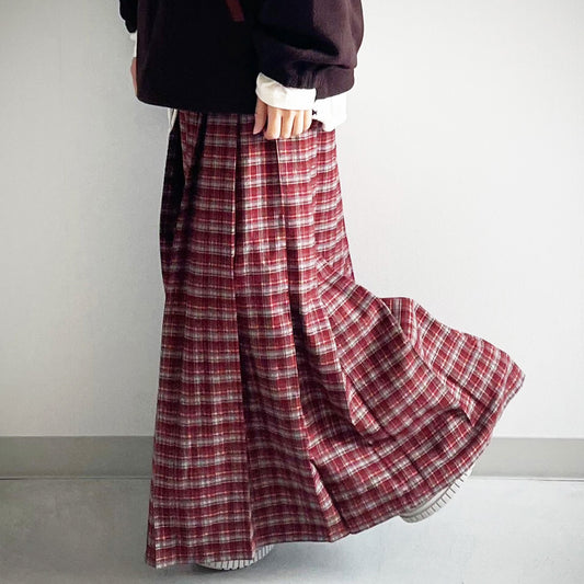 【tee-up】先染めチェックプリーツスカート