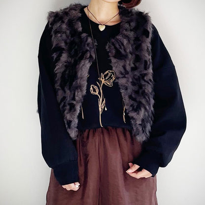 【gleam】線画フラワー刺繍BIGプルオーバー