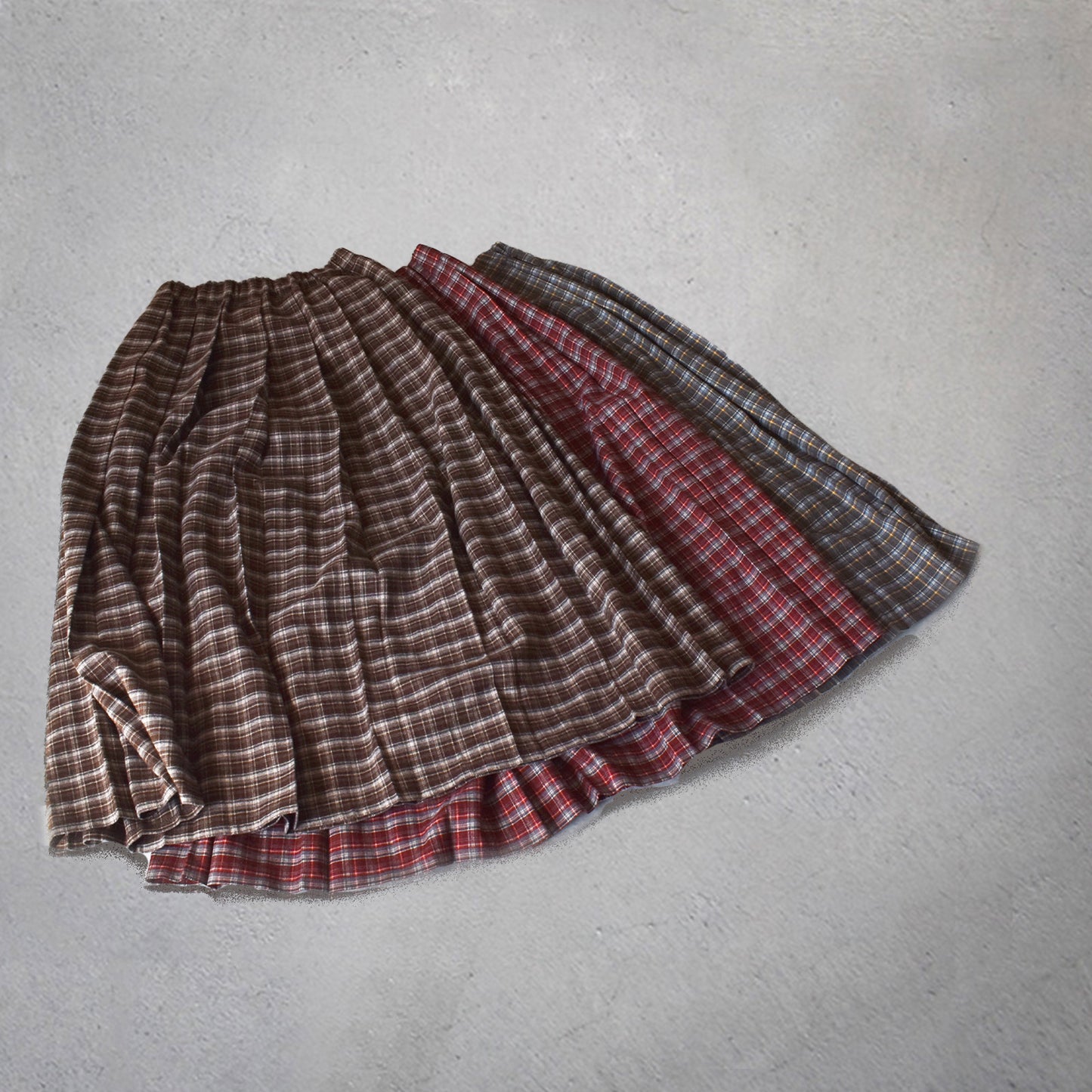 【tee-up】先染めチェックプリーツスカート