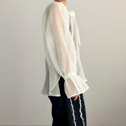 【urban hymns】ギャザーリボンカラーブラウス