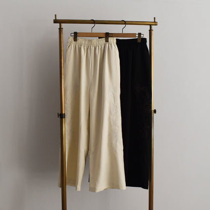 【gleam】脇花刺繍ワイドパンツ