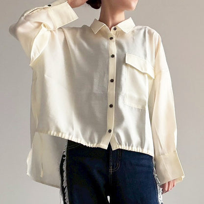 【gleam】シアー裾ドロストBIGシャツ