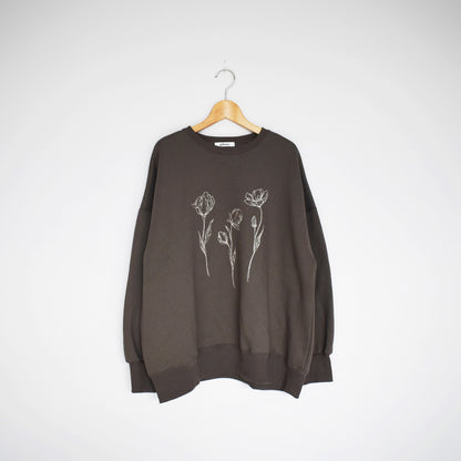 【gleam】線画フラワー刺繍BIGプルオーバー