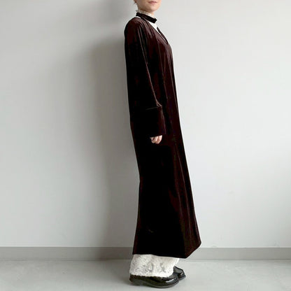 【gleam】ボウタイ付Vネックベロアワンピース