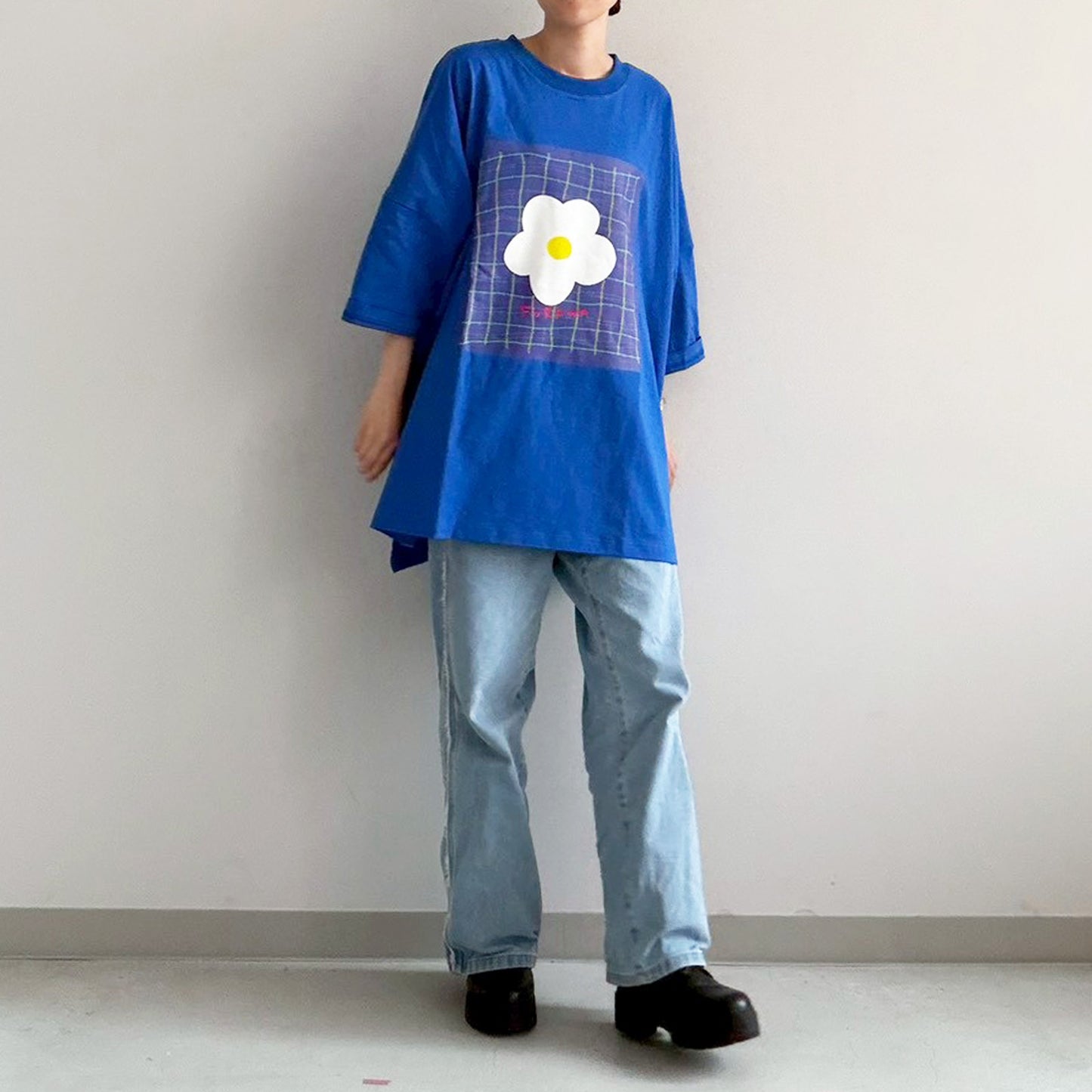 【tokidoki ekaki】チェックとお花Tee.