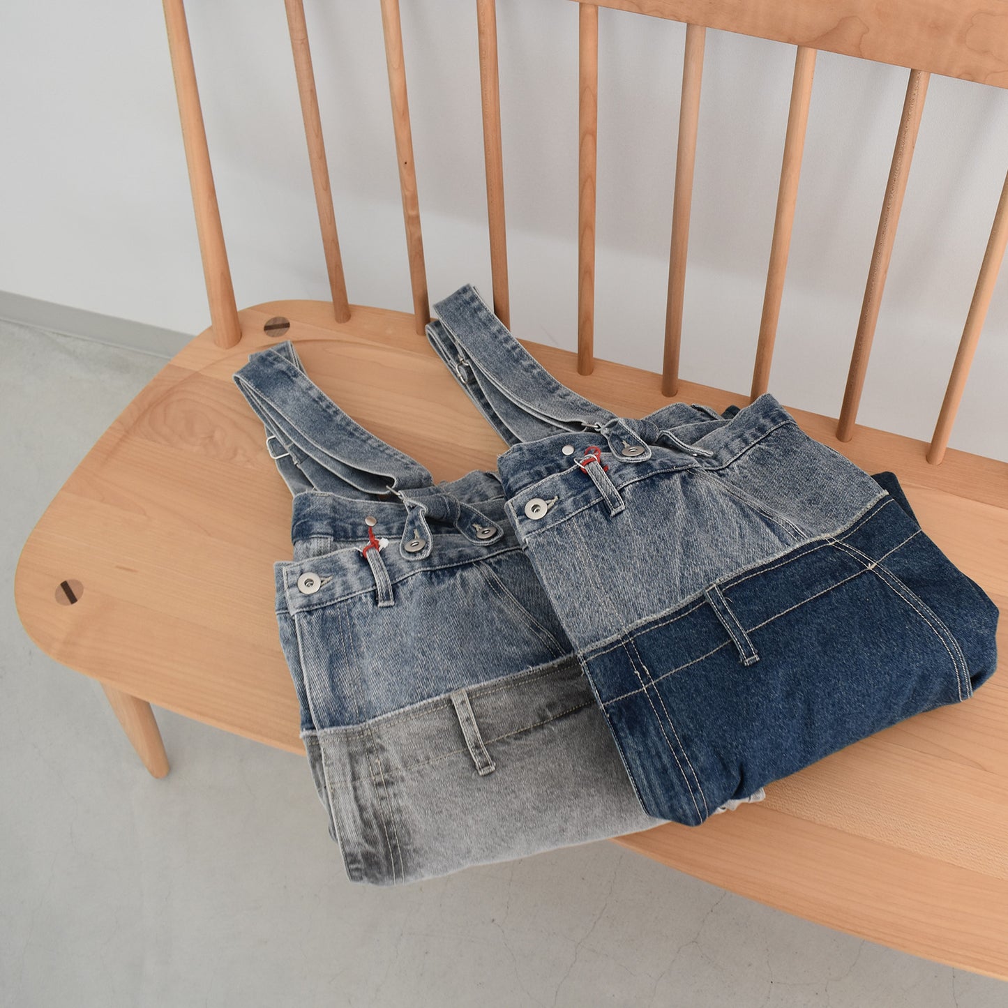 【mililopiulu】Wウェストデニムロングサロペット