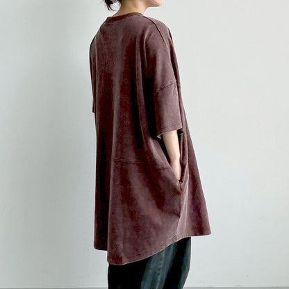 【en haut】天竺編みパウダーBOISEプリントチュニックTシャツ