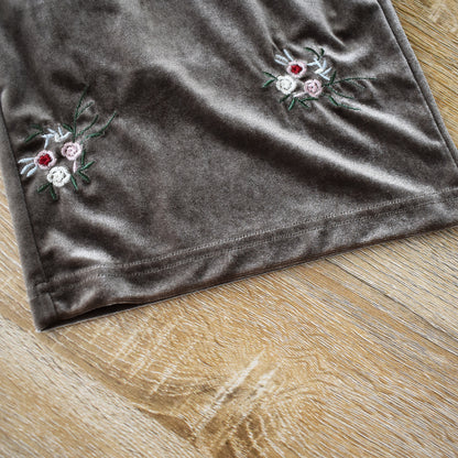 【gleam】花刺繍ベロアパンツ