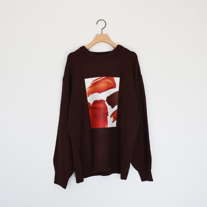 【gleam】畦編みテクスチャープリントBIGプルオーバー