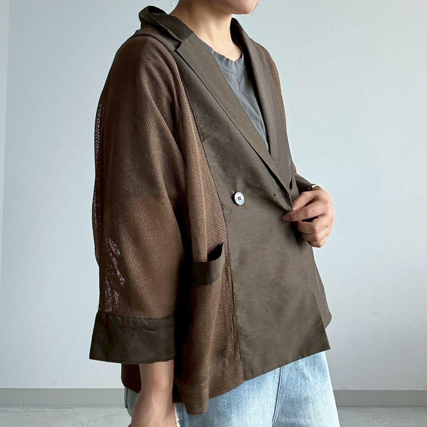 【urban hymns】メッシュ切替ドルマンジャケット