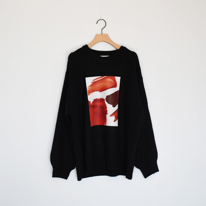 【gleam】畦編みテクスチャープリントBIGプルオーバー