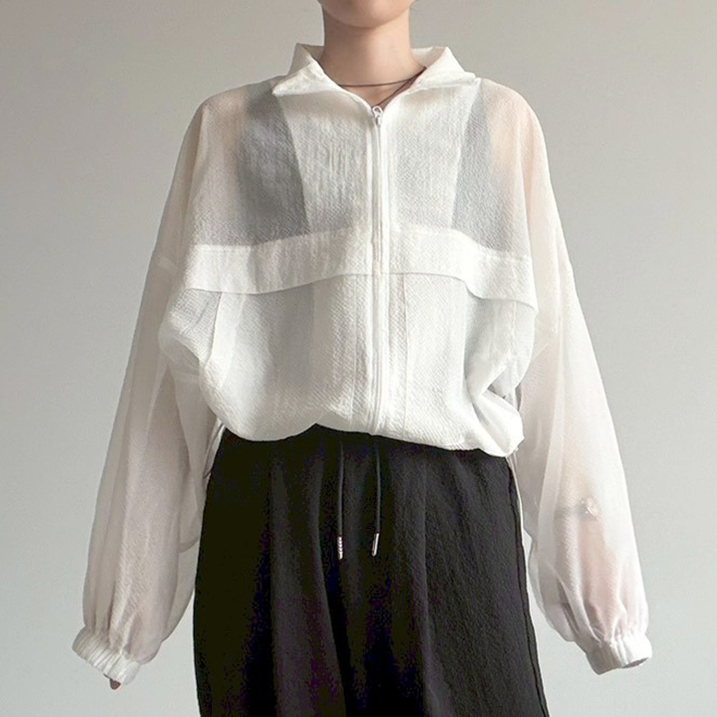 【en haut】シアーリップストップブルゾン