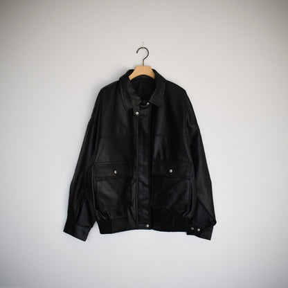 【Fun Fashion Future】ティぺット付きレザ―ブルゾン