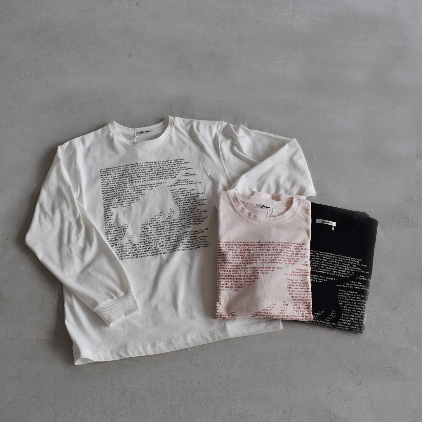 【gleam】天竺ロゴ＆キャットプリントロンT