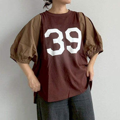 【en haut】ナンバリングロゴ袖ボリュームドルマンTシャツ