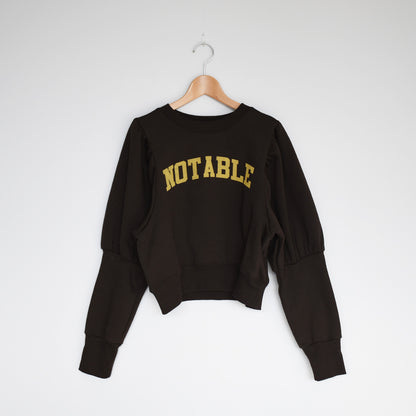 【gleam】裏起毛ロゴプリントパフ袖プルオーバー