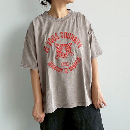【KAKELA&TRANQUIL】Tigerカレッジ刺繍T