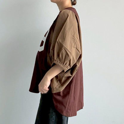 【en haut】ナンバリングロゴ袖ボリュームドルマンTシャツ