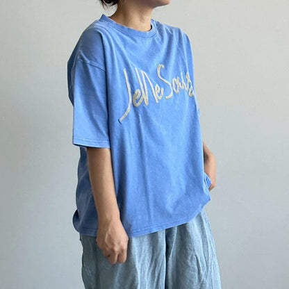 【KAKELA＆TRANQUIL】刺繍ロゴクルーT