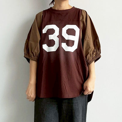 【en haut】ナンバリングロゴ袖ボリュームドルマンTシャツ
