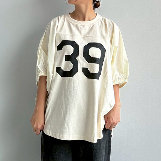 【en haut】ナンバリングロゴ袖ボリュームドルマンTシャツ