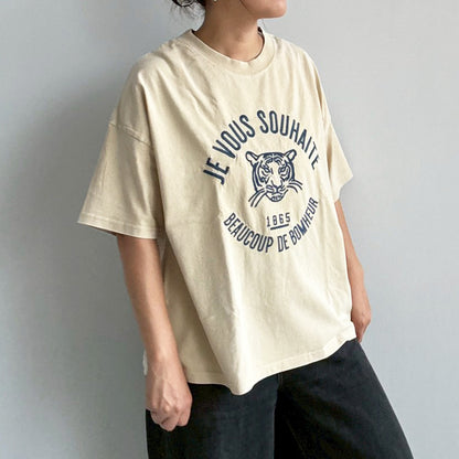 【KAKELA&TRANQUIL】Tigerカレッジ刺繍T
