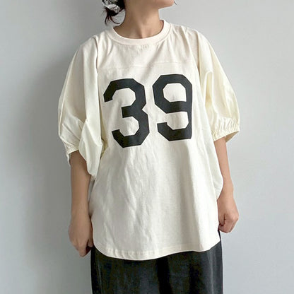 【en haut】ナンバリングロゴ袖ボリュームドルマンTシャツ