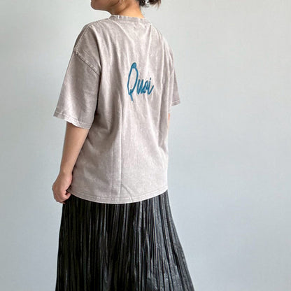 【KAKELA＆TRANQUIL】刺繍ロゴクルーT