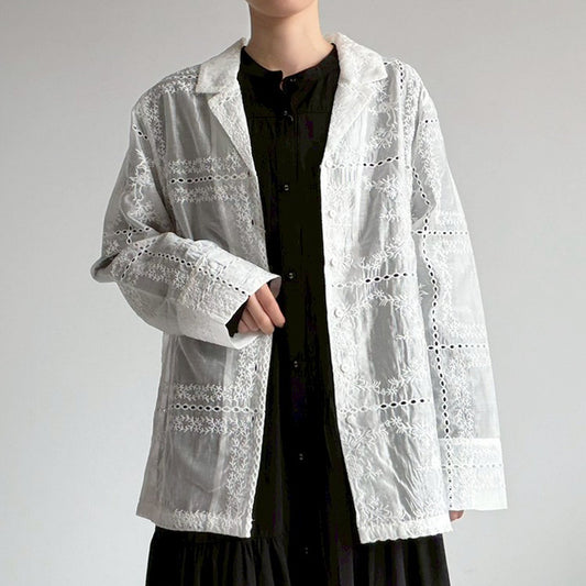 【gleam】パッチワーク風総刺繍シャツジャケット