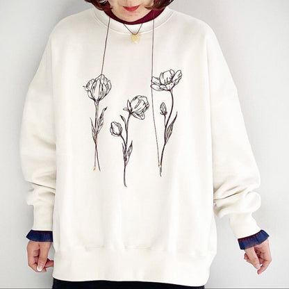 【gleam】線画フラワー刺繍BIGプルオーバー