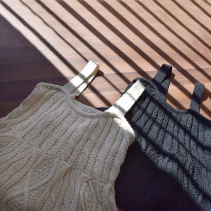 gleam ケーブル編みギャザービスチェ