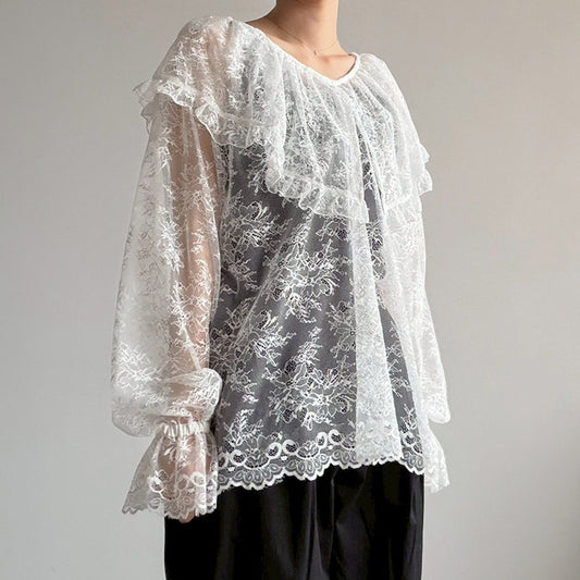 【en haut】レースブラウス