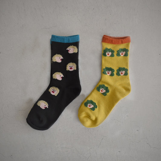 【KIVISDOU】　ふさふさヘアークルーソックス