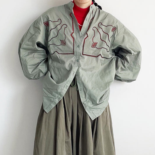 【ZampaStyle】カットワーク刺繍シャツ