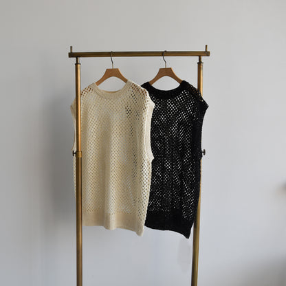 【gleam】メッシュ編みスパンコールベスト
